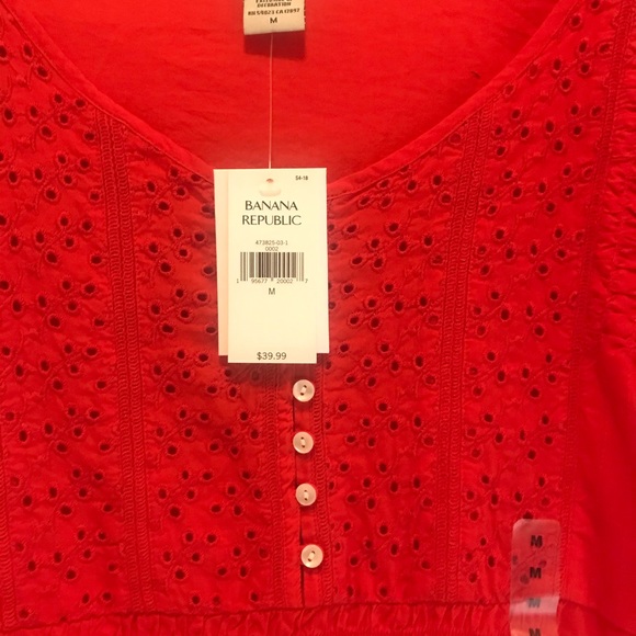Banana Republic Eyelet Top Orange Medium BNWT - Picture 2 of 5